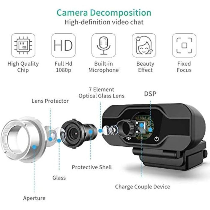 CAMARA WEB FULL HD 1080 MICROFONO INCORPORADO - CHOCOMANIA
