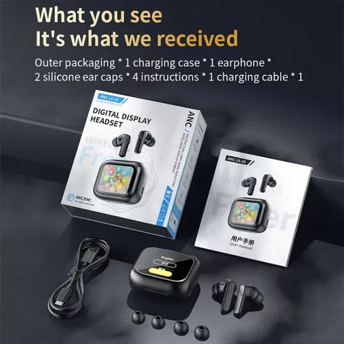 Auriculares Bluetooth ANC ET-A4987BW con sonido HiFi y pantalla táctil