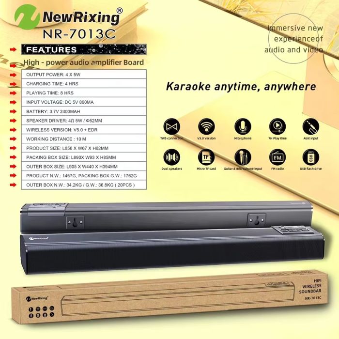 BARRA DE SONIDO RECARGABLE NEWRIXING NR-7013C - CHOCOMANIA