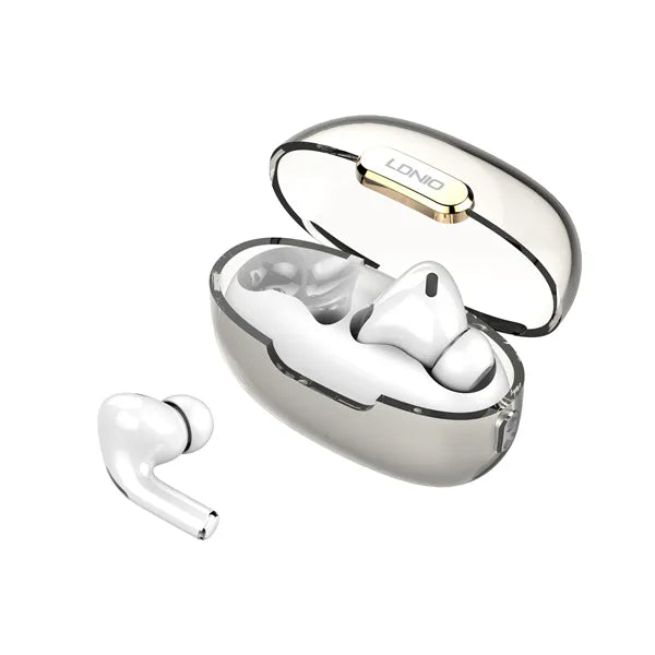 Audífonos LDNIO T02 TWS: Bluetooth 5.3, driver 13 mm, hasta 20 h con estuche y USB-C. Compactos, táctiles y listos para el día a día.