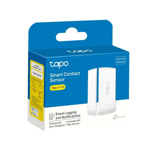 Sensor de contacto Tapo T110 para puertas y ventanas. Notificaciones en tiempo real, automatización inteligente. Compatible con Hub Tapo H100.