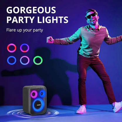Parlante Bluetooth Tronsmart Halo 200 de 120W con karaoke, bajos potentes y luces RGB. Disponible bajo pedido con entrega en 48 horas.