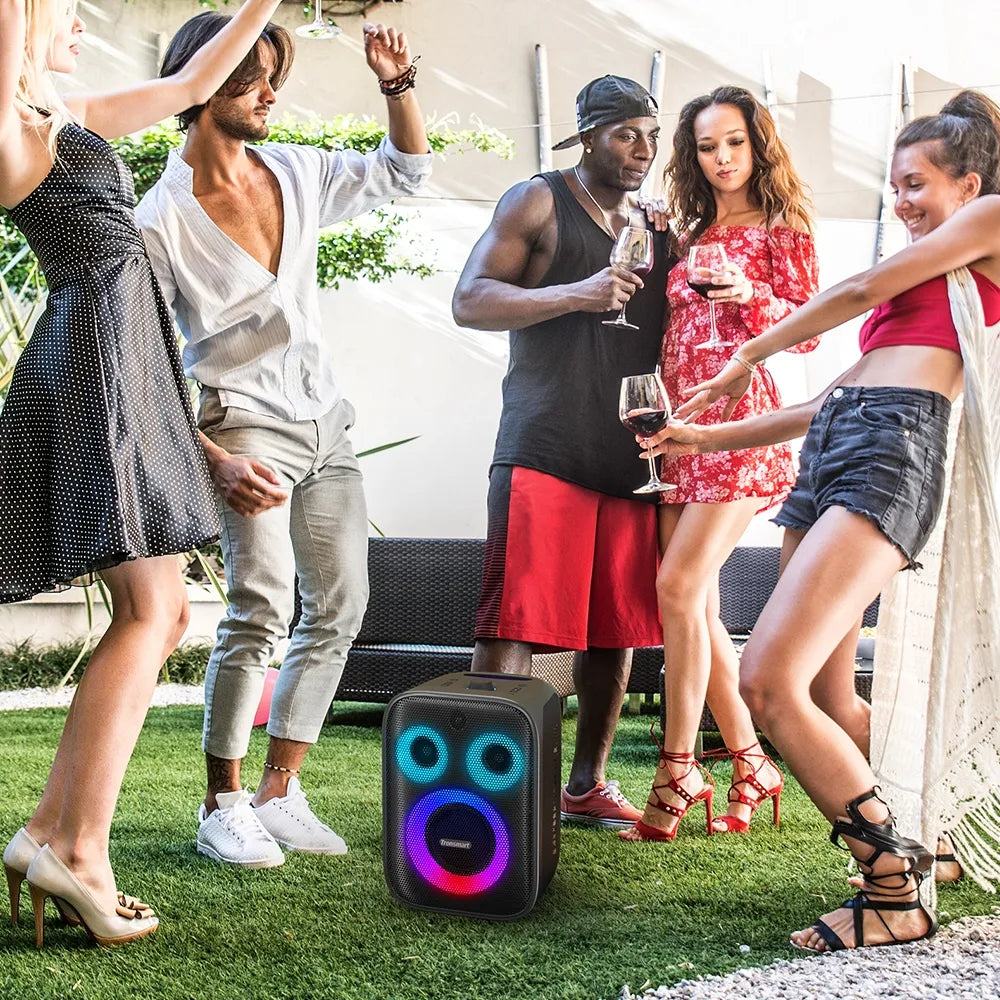 Parlante Bluetooth Tronsmart Halo 200 de 120W con karaoke, bajos potentes y luces RGB. Disponible bajo pedido con entrega en 48 horas.