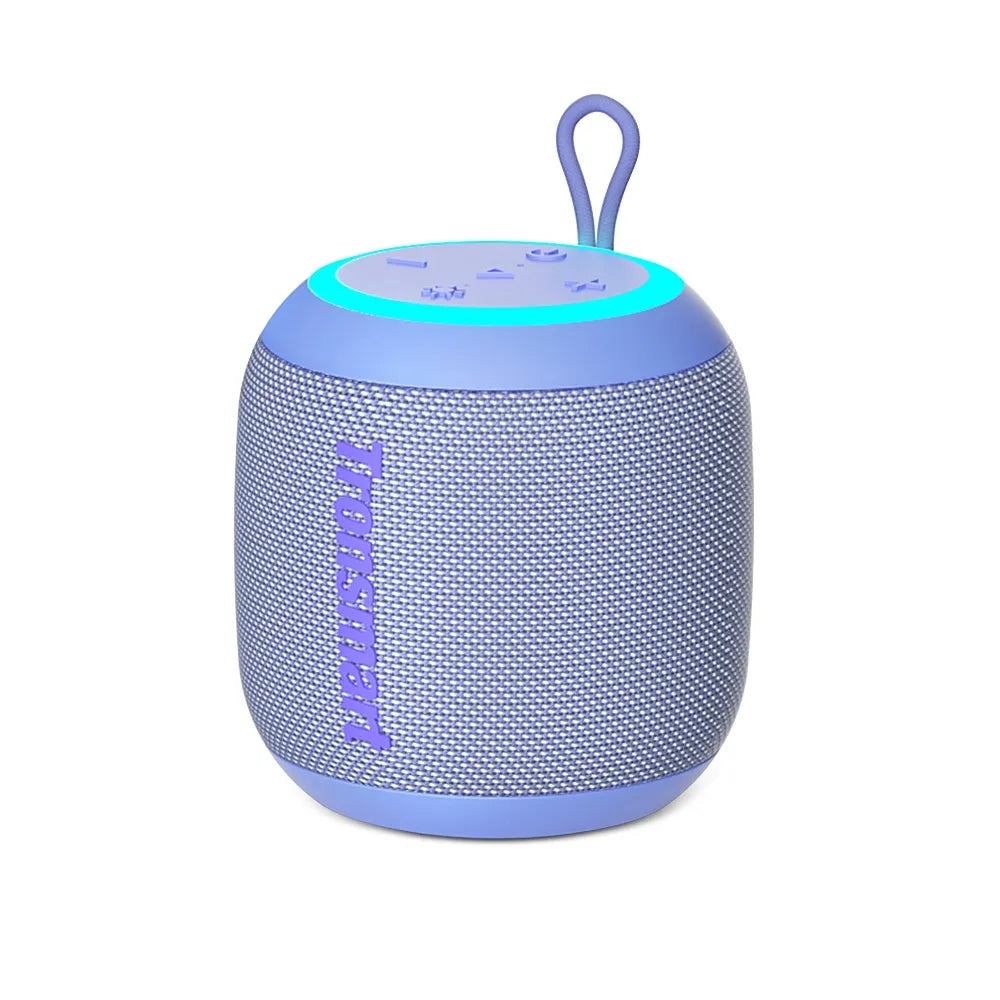 Tronsmart T7 Mini: 15W, IPX7, hasta 18 h (LED off), TWS, luces rítmicas, BT 5.3, MicroSD y Aux-in. Compacto y potente para playa, ducha o viajes.