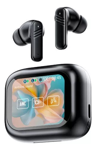 Auriculares Bluetooth ANC ET-A4987BW con sonido HiFi y pantalla táctil