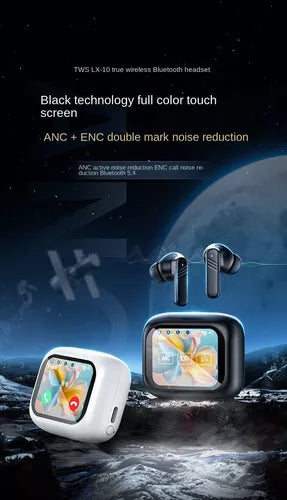 Auriculares Bluetooth ANC ET-A4987BW con sonido HiFi y pantalla táctil